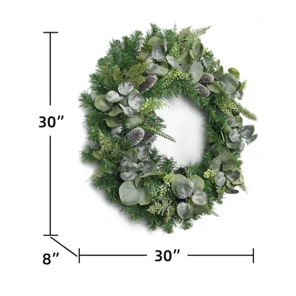 Wreaths-Kirkland's Home Christmas Eucalyptus Pine Mix Pre-Lit Wreath Green