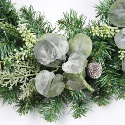 Wreaths-Kirkland's Home Christmas Eucalyptus Pine Mix Pre-Lit Wreath Green