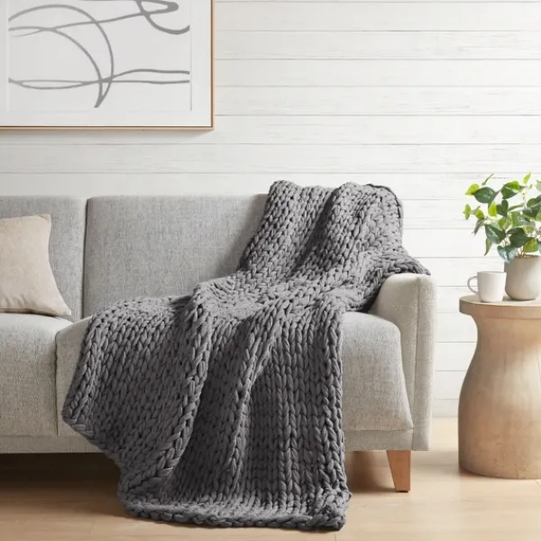 Blankets & Throws-Kirkland's Home Chunky Double Knit Cozy Throw Gray