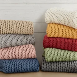 Blankets & Throws-Kirkland's Home Chunky Double Knit Cozy Throw Gray