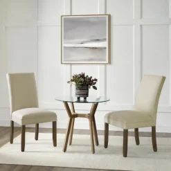 Dining Chairs-Kirkland's Home Cianna Cream 2-Pc. Upholstered Dining Chair Set Tan