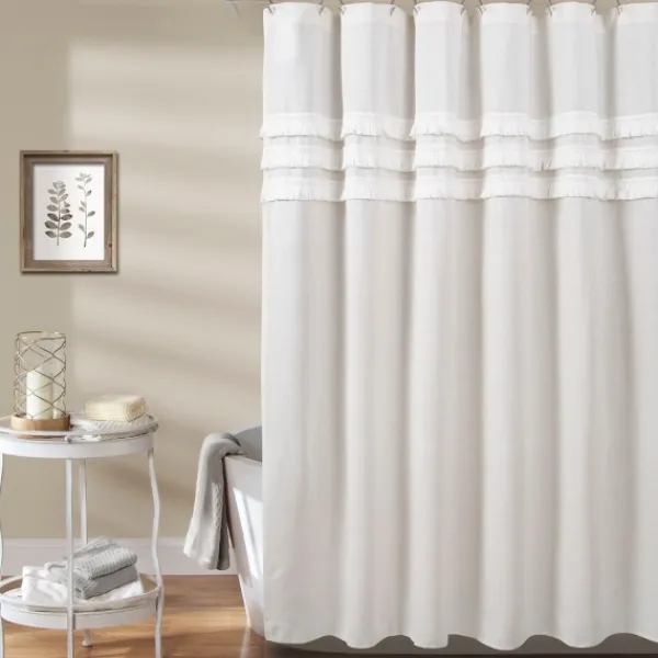 Shower Curtains-Kirkland's Home Ciel Tassel Shower Curtain White