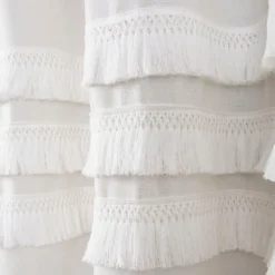 Shower Curtains-Kirkland's Home Ciel Tassel Shower Curtain White