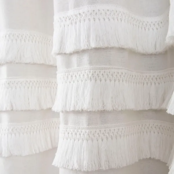 Shower Curtains-Kirkland's Home Ciel Tassel Shower Curtain White