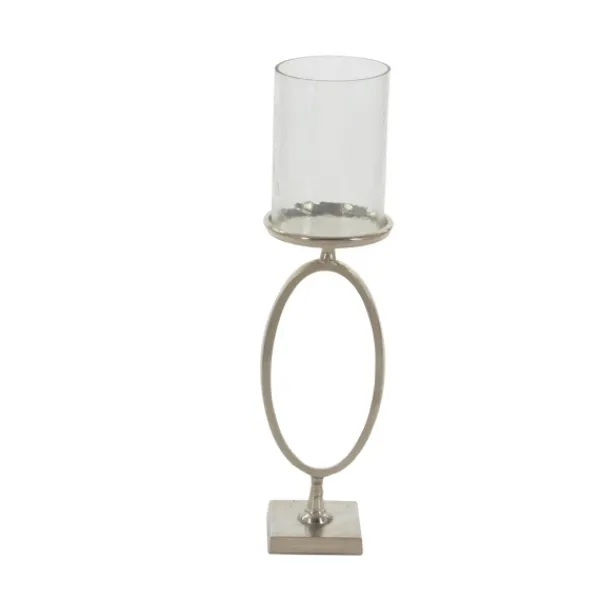Candle Holders-Kirkland's Home Circular Center Hurricane Candle Holder Black