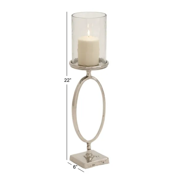 Candle Holders-Kirkland's Home Circular Center Hurricane Candle Holder Black