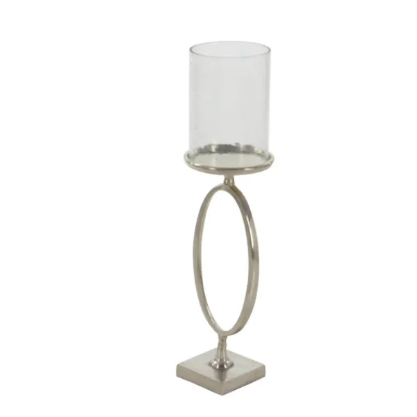 Candle Holders-Kirkland's Home Circular Center Hurricane Candle Holder Black