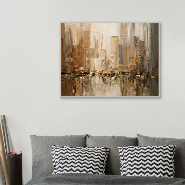Canvas Art-Kirkland's Home City Rush 5 Framed Canvas Art Print Tan