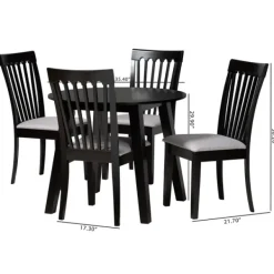 Dining Sets-Kirkland's Home Classic Black Round Wood 5-Pc. Dining Set Gray