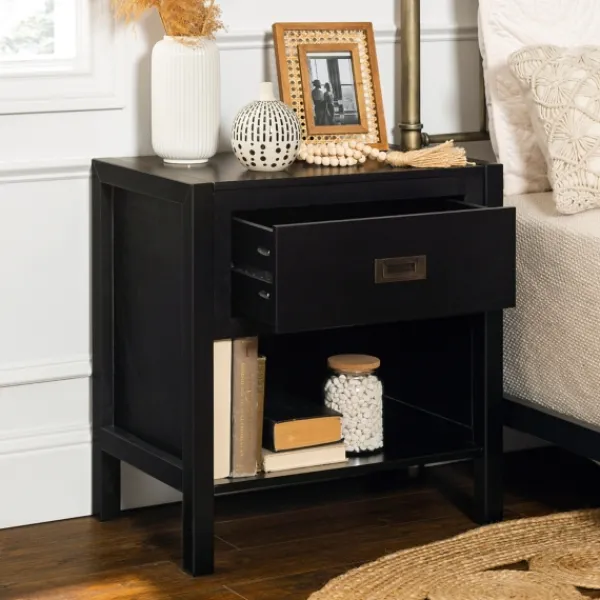 Nightstands-Kirkland's Home Classic 1-Drawer Nightstand Black