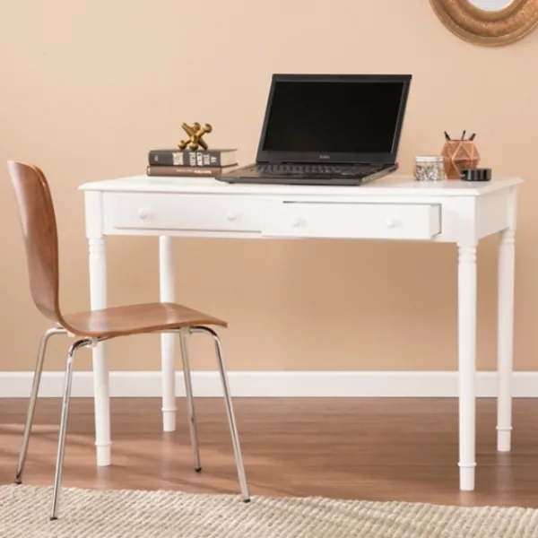 Office Furniture-Kirkland's Home Classic 2-Drawer Wood Desk White