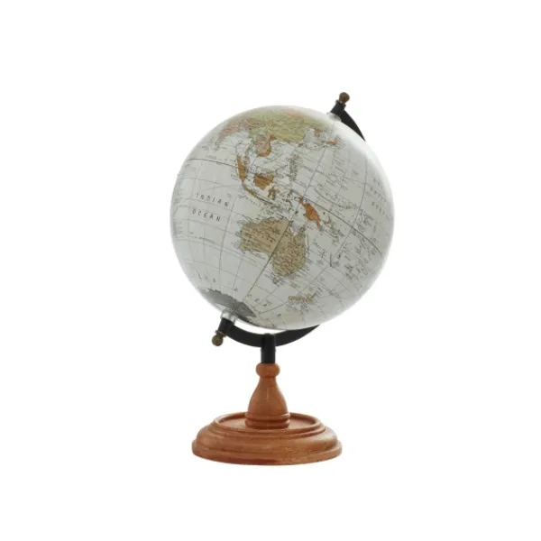 Statues & Figurines-Kirkland's Home Classic Ivory Mango Wood Base Globe Brown/Ivory
