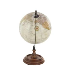 Statues & Figurines-Kirkland's Home Classic Ivory Mango Wood Base Globe Brown/Ivory