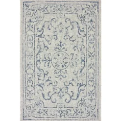 Outdoor Rugs-Kirkland's Home Classicism Sun Shower Outdoor Area Rug, 7X9 Blue/Ivory