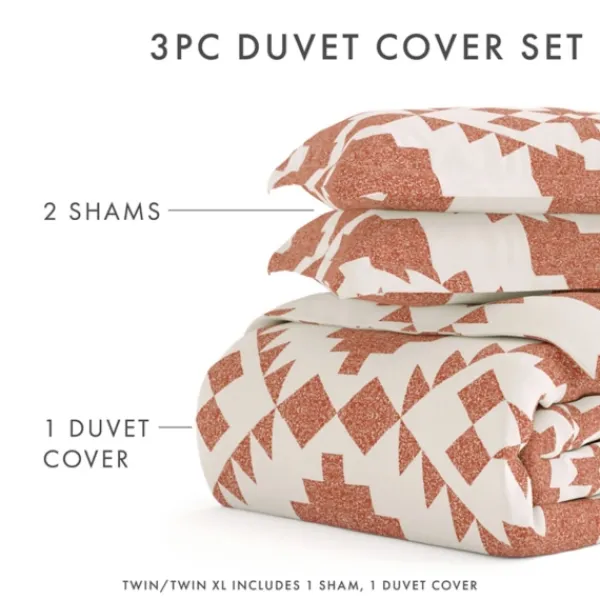Duvets-Kirkland's Home Clay Adobe Diamond 2-Pc. Twin Duvet Cover Set Orange/White