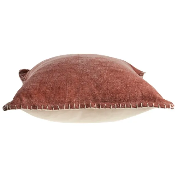 Pillows-Kirkland's Home Clay Stitched Flange Velvet Throw Pillow Red