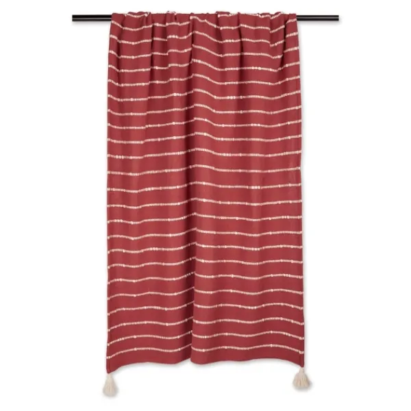 Blankets & Throws-Kirkland's Home Clayoff Slub Stripe Decorative Throw Red