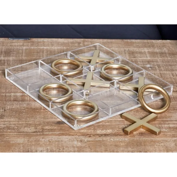 Decorative Accents-Kirkland's Home Clear And Gold Tic Tac Toe Board