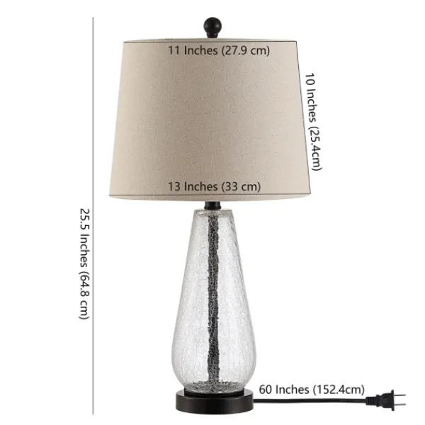 Table Lamps-Kirkland's Home Clear Crackle Glass Bronze Center Table Lamp Tan
