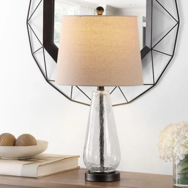 Table Lamps-Kirkland's Home Clear Crackle Glass Bronze Center Table Lamp Tan