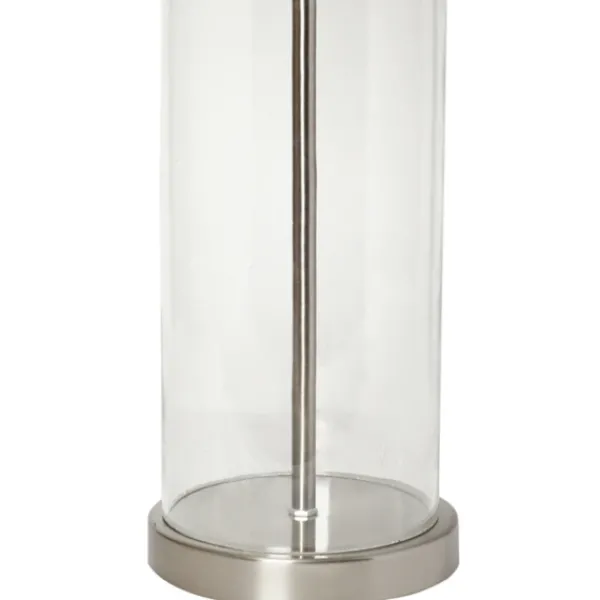 Table Lamps-Kirkland's Home Clear Glass And Nickel Cylindrical Table Lamp White