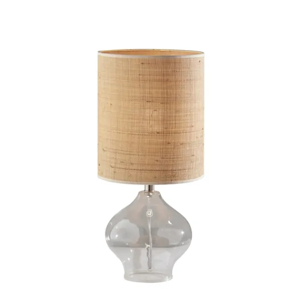 Table Lamps-Kirkland's Home Clear Glass And Rat Shade Table Lamp, 23 In. Tan
