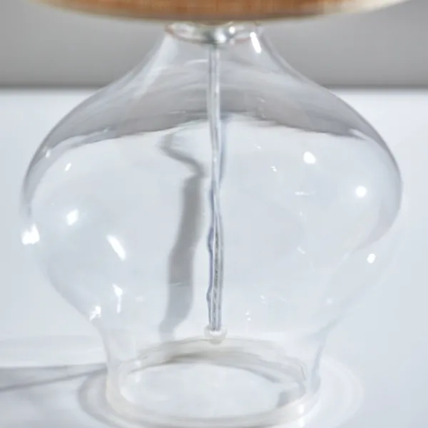 Table Lamps-Kirkland's Home Clear Glass And Rat Shade Table Lamp, 23 In. Tan