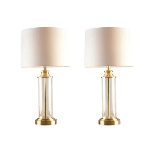 Table Lamps-Kirkland's Home Clear Glass Base Gold Table Lamps, Set Of 2 White