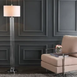 Floor Lamps-Kirkland's Home Clear Glass Demi Floor Lamp Ivory