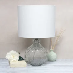 Table Lamps-Kirkland's Home Clear Glass Honeycomb Table Lamp White