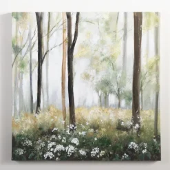 Canvas Art-Kirkland's Home Clearing Forest Scenery Canvas Art Print Green/Brown/Gray