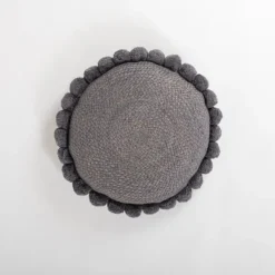 Pillows-Kirkland's Home Cleo Jute Pom Pom Pillow Gray