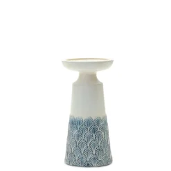 Candle Holders-Kirkland's Home Coastal Scalloped Candle Holders, Set Of 2 White/Blue