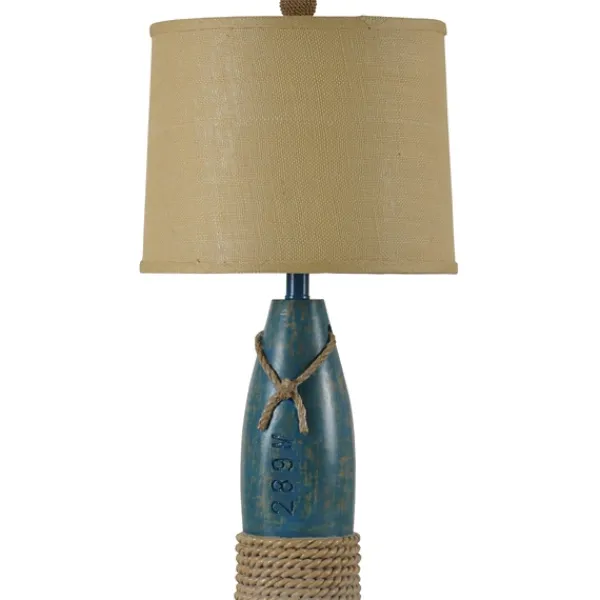 Table Lamps-Kirkland's Home Coastal Sea Blue Table Lamp Tan