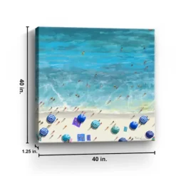 Canvas Art-Kirkland's Home Cobalt Aerial Beach Canvas Art Print Blue/Ivory/Multi