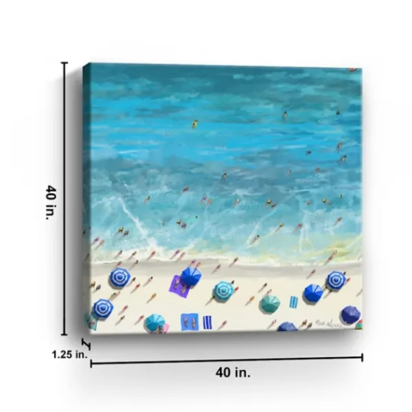 Canvas Art-Kirkland's Home Cobalt Aerial Beach Canvas Art Print Blue/Ivory/Multi