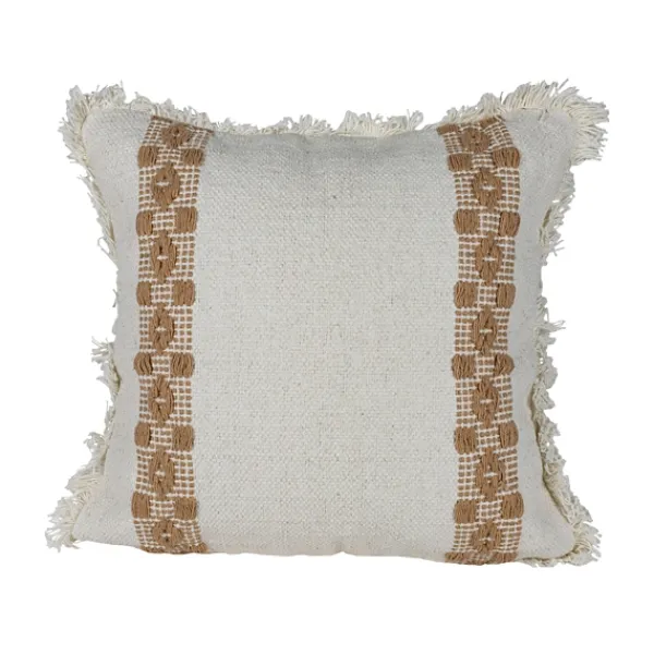 Pillows-Kirkland's Home Coffee Brown Textured Stripe Throw Pillow White/Brown