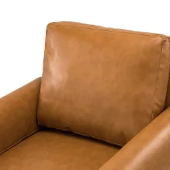 Accent Chairs-Kirkland's Home Cognac Faux Leather And Wood Accent Chair Tan
