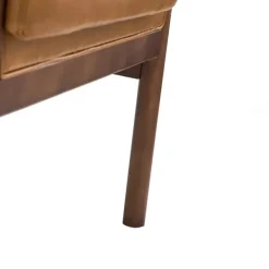 Accent Chairs-Kirkland's Home Cognac Faux Leather And Wood Accent Chair Tan