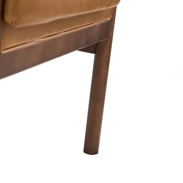 Accent Chairs-Kirkland's Home Cognac Faux Leather And Wood Accent Chair Tan
