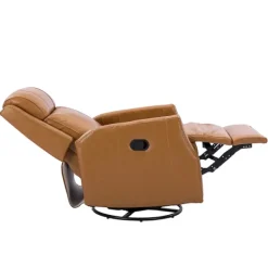 Accent Chairs-Kirkland's Home Cognac Leather Upholstered Recliner Chair Brown/Orange