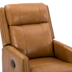 Accent Chairs-Kirkland's Home Cognac Leather Upholstered Recliner Chair Brown/Orange