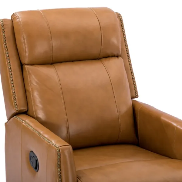 Accent Chairs-Kirkland's Home Cognac Leather Upholstered Recliner Chair Brown/Orange