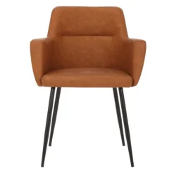 Dining Chairs-Kirkland's Home Cognac Vegan Leather Dining Chairs, Set Of 2 Brown