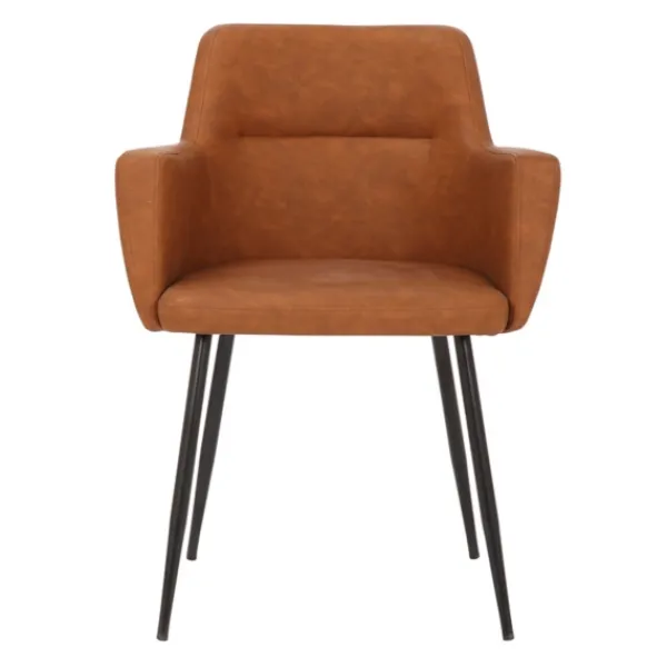 Dining Chairs-Kirkland's Home Cognac Vegan Leather Dining Chairs, Set Of 2 Brown