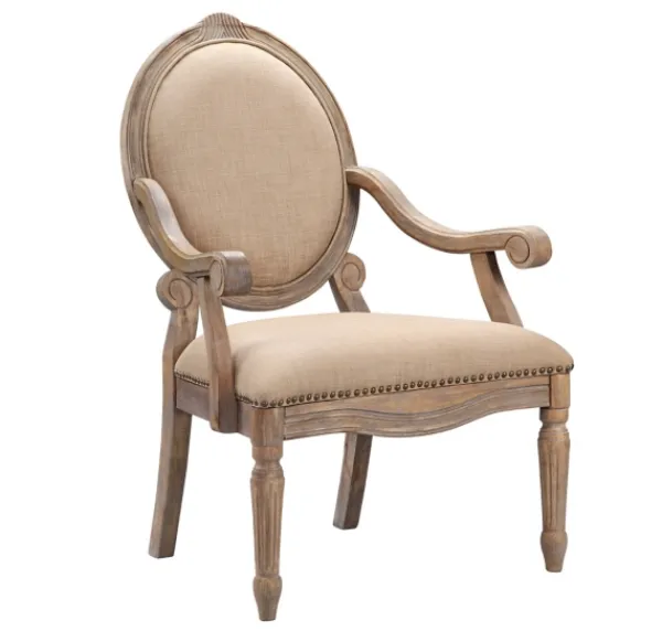 Accent Chairs-Kirkland's Home Coley Beige Linen Armchair Tan