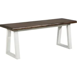 Benches & Ottomans-Kirkland's Home Collins And White Two-Tone Wood Bench Brown