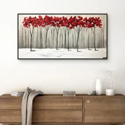 Framed Art-Kirkland's Home Collision Of Seasons Framed Canvas Art Print White/Gray/Red