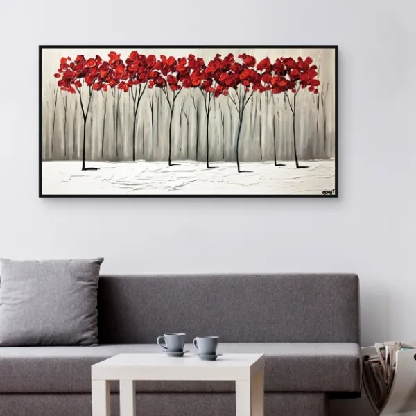 Framed Art-Kirkland's Home Collision Of Seasons Framed Canvas Art Print White/Gray/Red