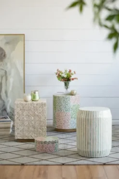 Accent & End Tables-Kirkland's Home Color Capiz Shell Accent Table Multi